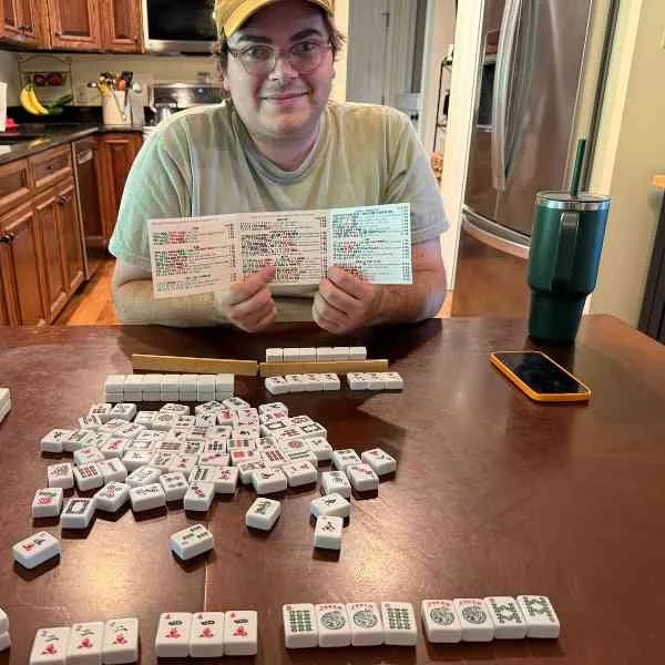 Mitch and I playing Mahjong 