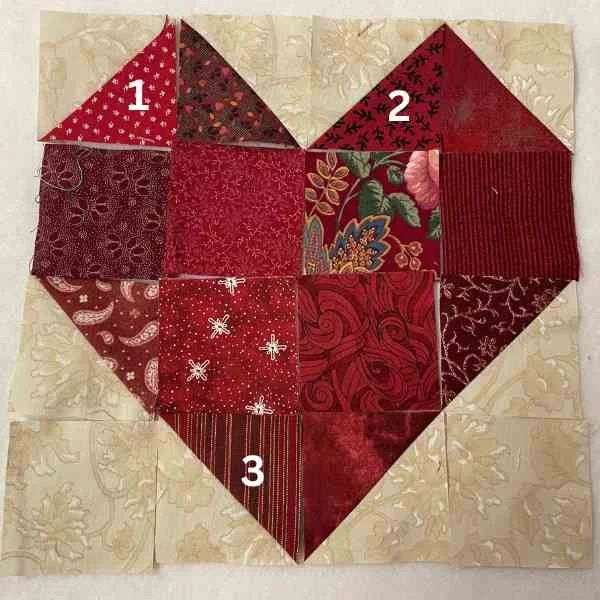 Layout detail for Mini Heart Quilt