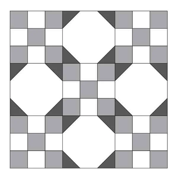 Black and White Graphic of 9-patch blocks with snowball blocks