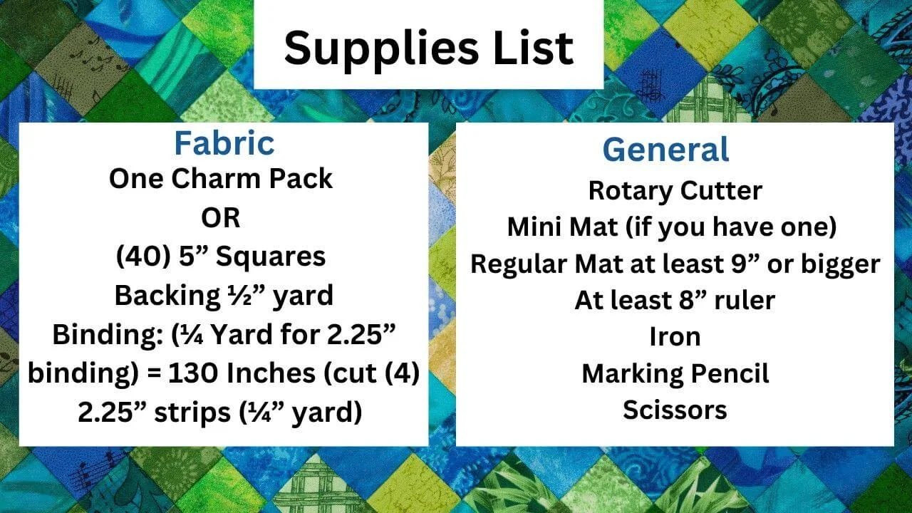 One Charm Pack Blog Supply List.