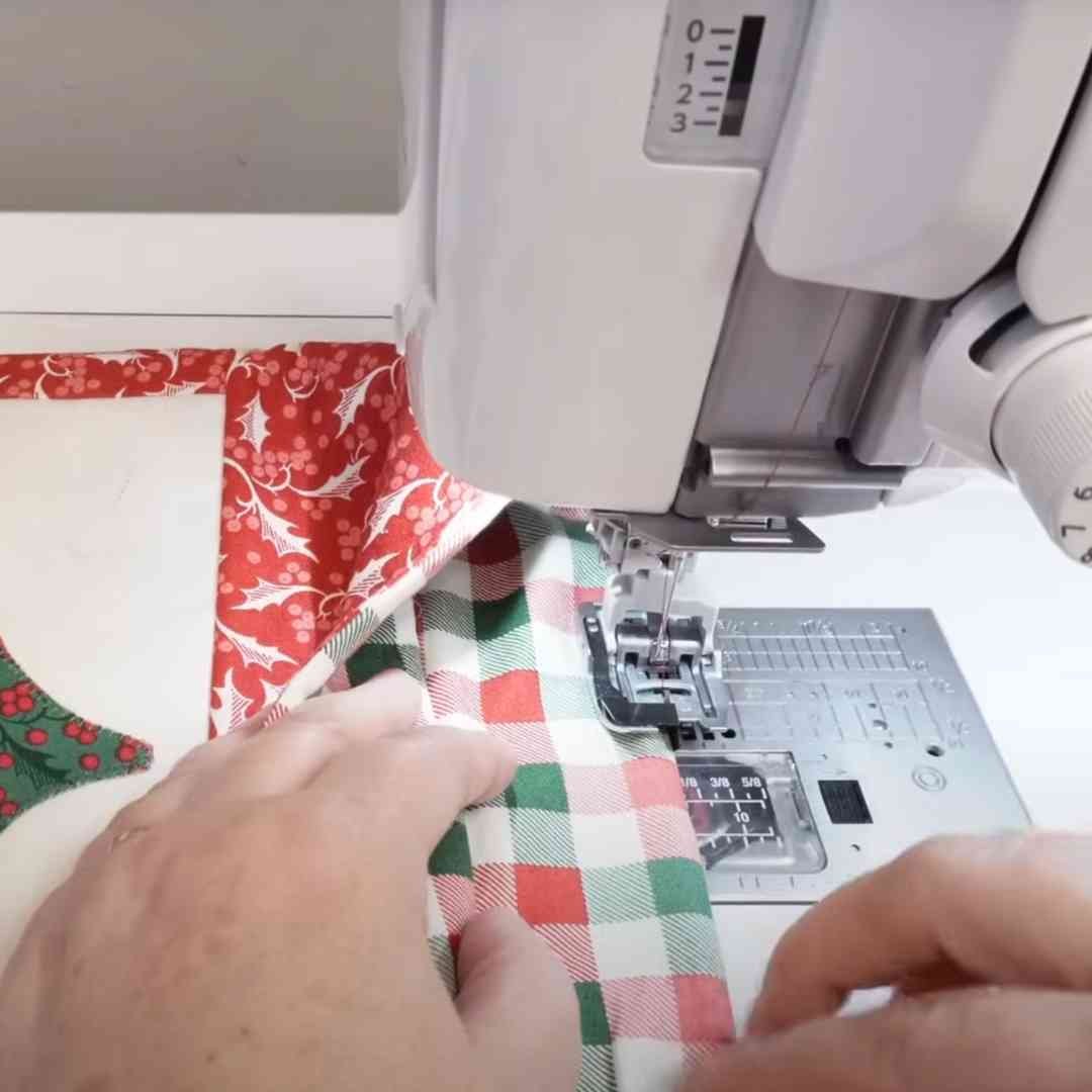Top stitching around the top of the bag