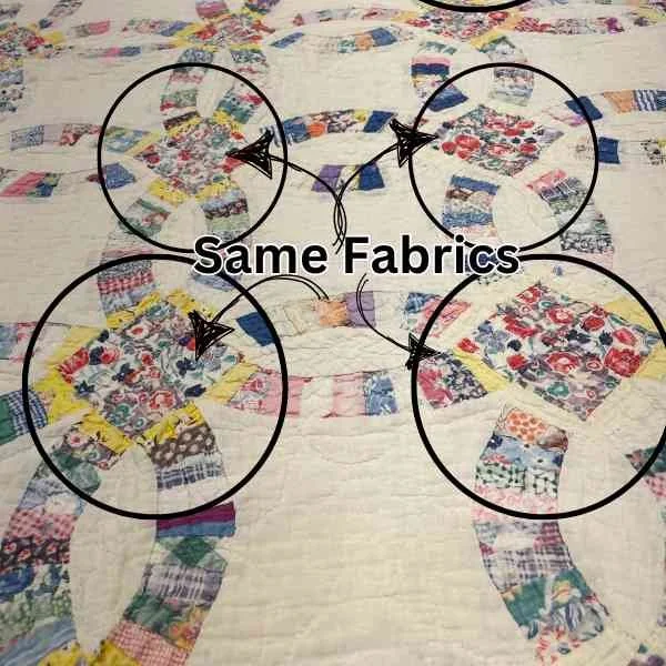 Corner Fabrics Antique Quilt Double Wedding Ring