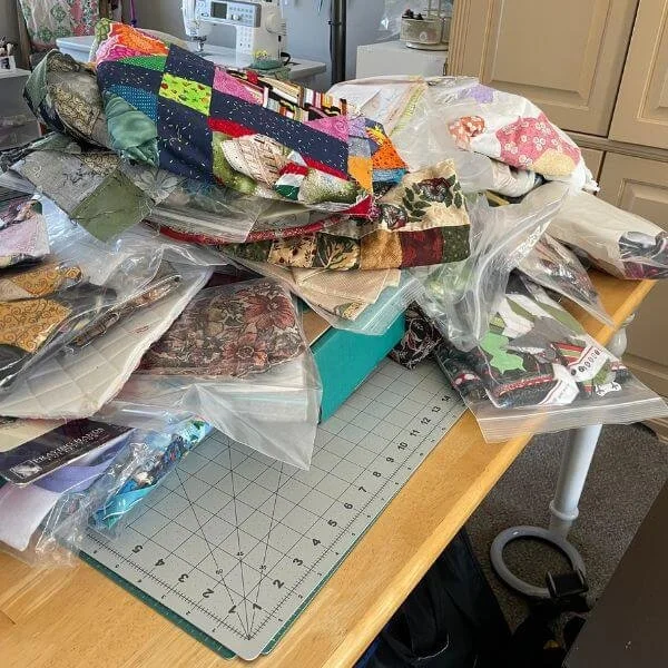 Pile of Messy Quilt Supplies
