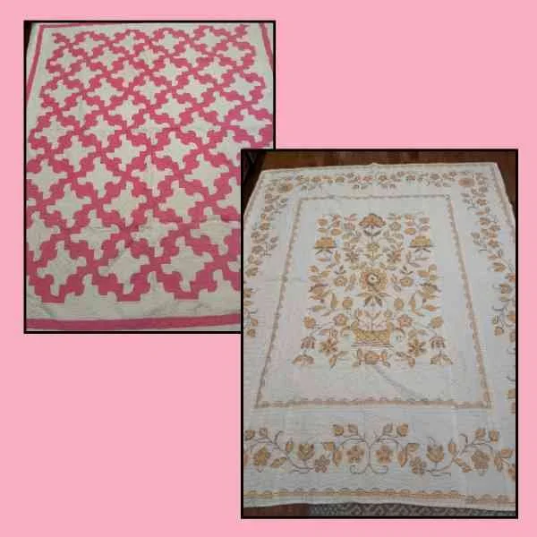 Two old quilts purchased at a rummage sale