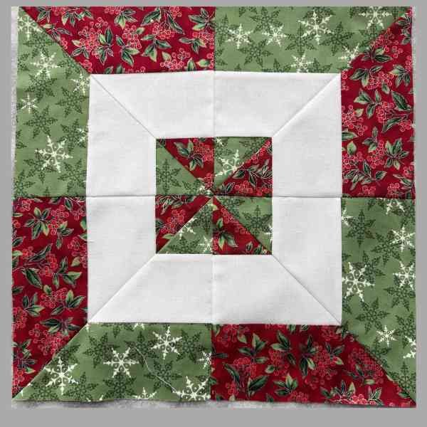 Red and green pinwheel block