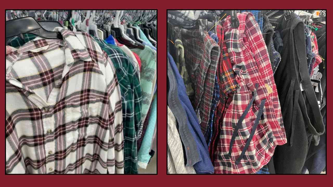 Clothing at a thrift store