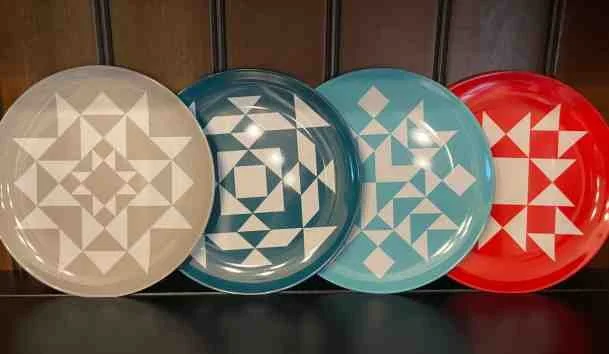 Set of (4) 8” Quilt-Themed Plates