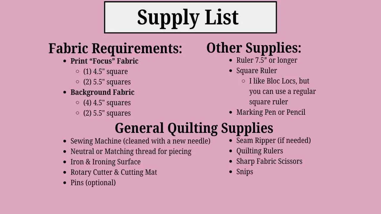 Supply List Ohio Star Block Graphic