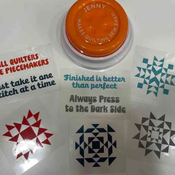 Jenny” Button & (6) Stickers