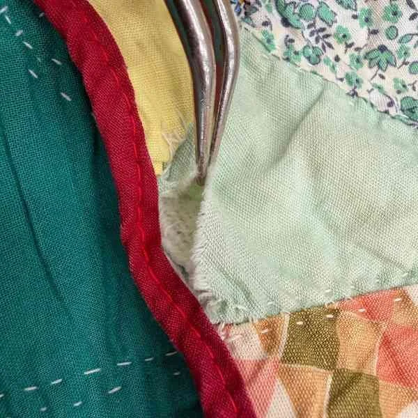 Inside of the quilt showing the batting