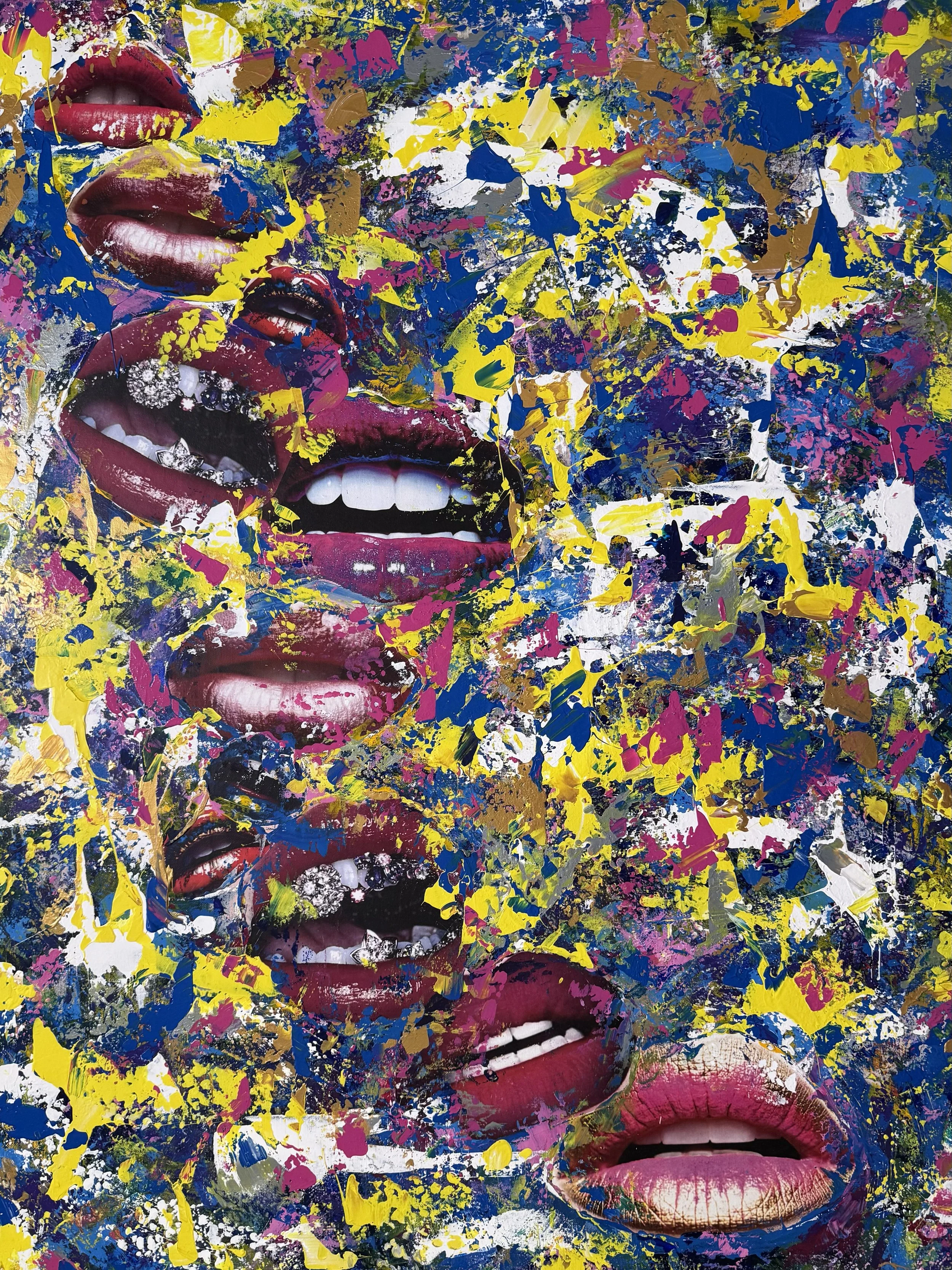 SPEAK LIFE  - Multimedia, Paper Collage, Acrylic On Canvas 36x48