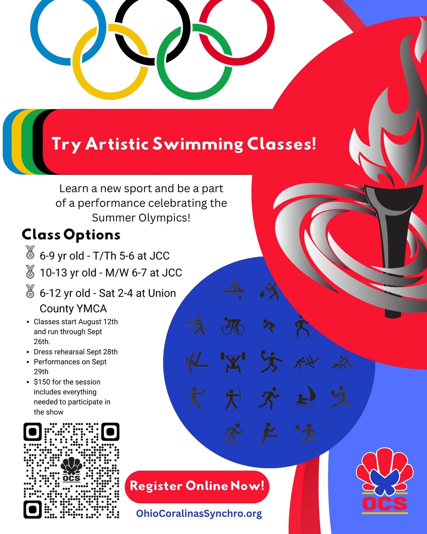 Calling all Central Ohio youth looking to fly into artistic swimming 🏊&zwj;♂️ You can now register your child online for our sports-themed fall water show just in time for the 2024 Summer @olympics 🇺🇸 Suitable for all skill levels, genders, and ab