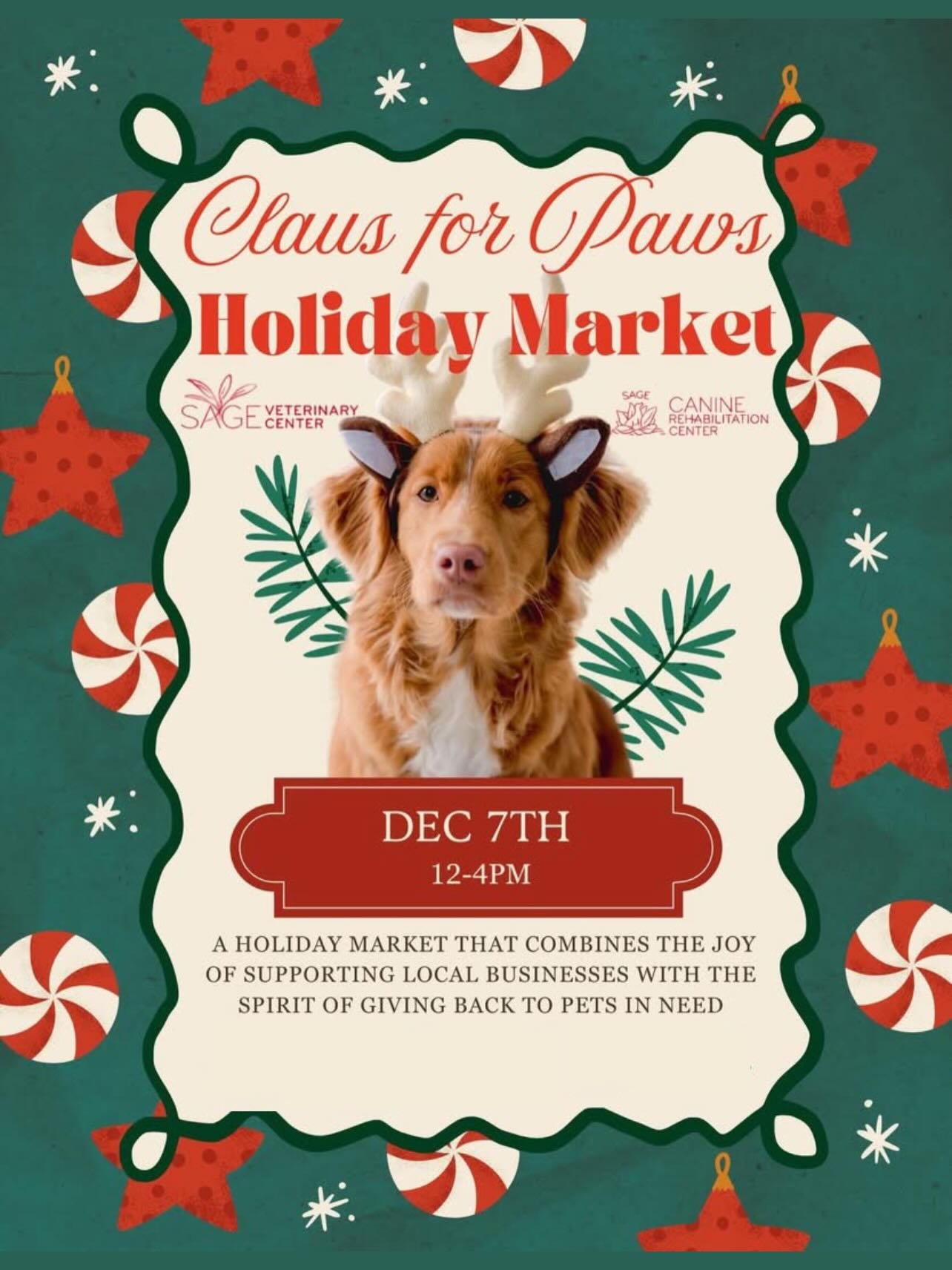 Join us tomorrow at @sagevetcenternj for their Claus for Paws Holiday Market🎅🎄

📅 Sunday, 12/7
⏰ 12pm-4pm
📍229 10th St, #JerseyCity 

It&rsquo;s the jolliest, furriest holiday bash of the season! Join us for a day of festive fun, tail wags, and h