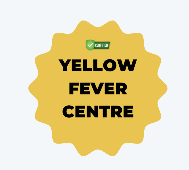 Yellow Fever Centre badge with a green certification checkmark.