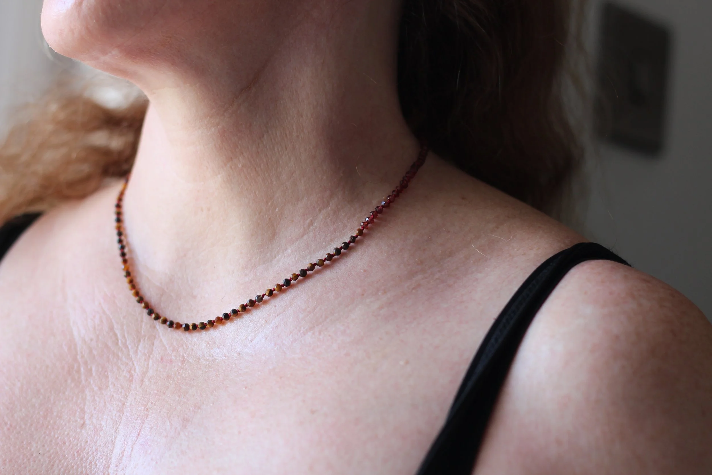 FIRE TALISMAN — Garnet + Tiger's Eye Necklace