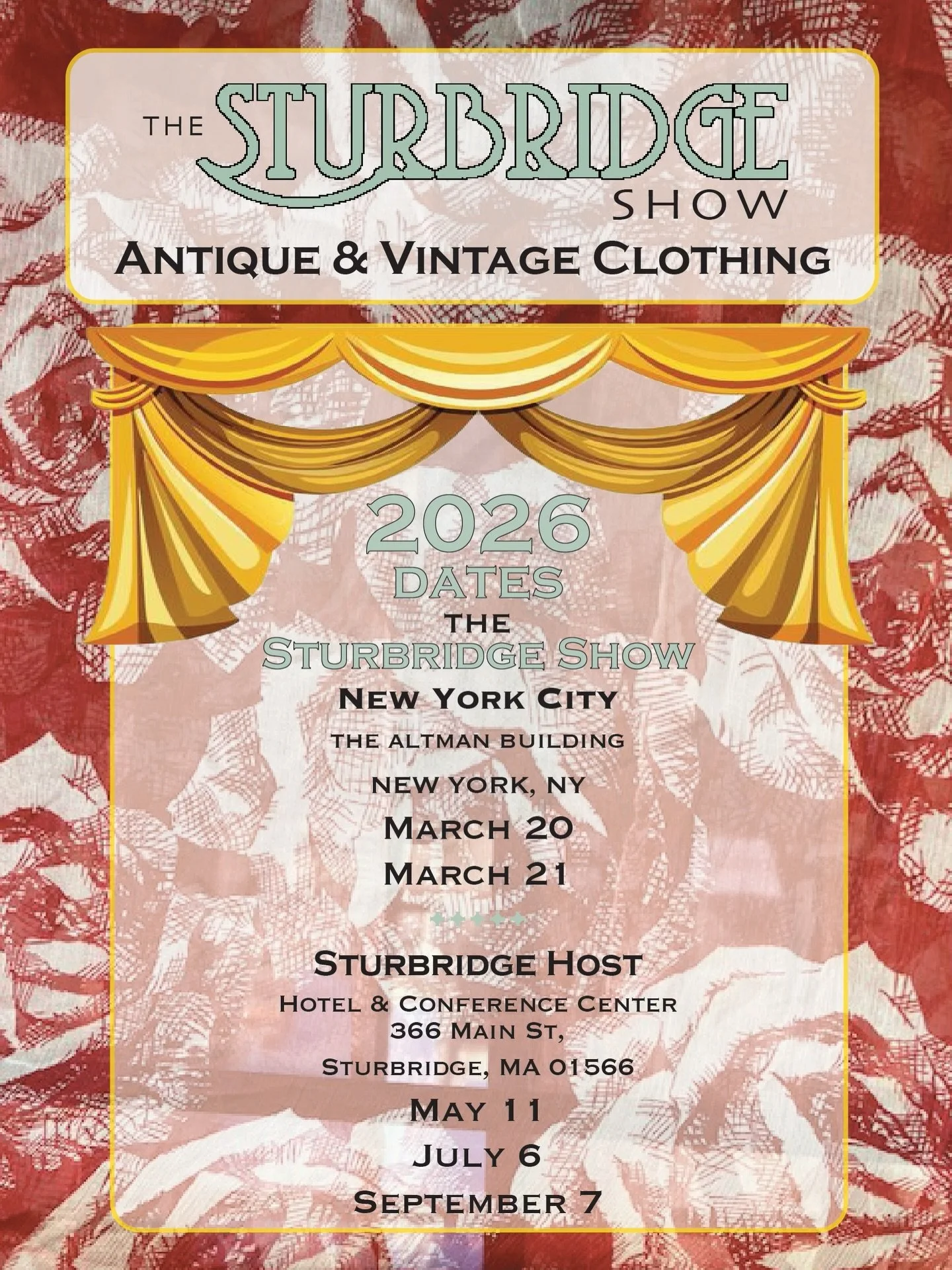 Thrilled to announce FOUR event dates in 2026 💫 More exciting information to come for the upcoming winter show in New York City&hellip;

M A R C H  20 + 21 - NYC

Brimfield Week dates:

M A Y  11 - Sturbridge, MA
J U L Y  6 - Sturbridge, MA
S E P T 
