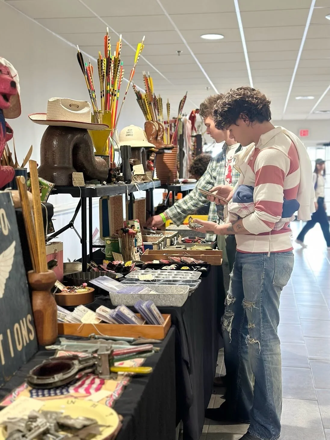 The lobby is all the better for the @thehappydollar_ set up and we are over the moon to welcome Jacob back on May 11. Rare collectibles, folk art, pins, patches, signage, furniture and more! The lobby area sits directly between our two exhibition roo