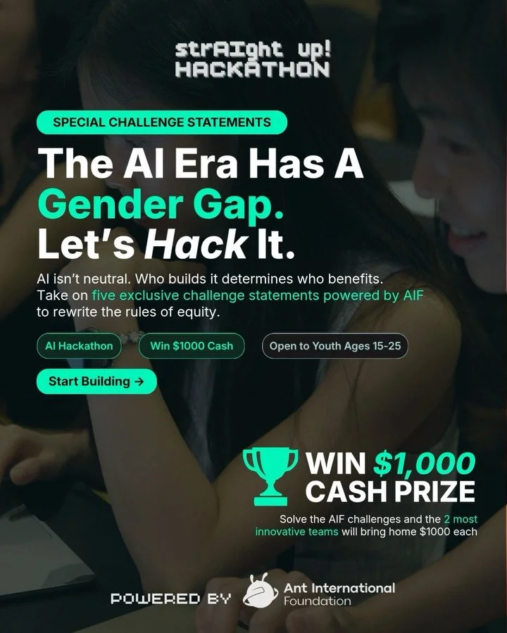 Start closing the AI gap.

Backed by Ant International Foundation, we&rsquo;re launching 5 challenges designed to move the needle for girls in tech. 
Help us solve systemic barriers in inclusive AI experimentation and adoption. It&rsquo;s time to bui