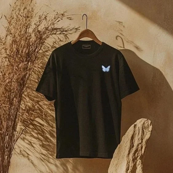 Embroidered Blue Butterfly T-Shirt — Designed by Patrick