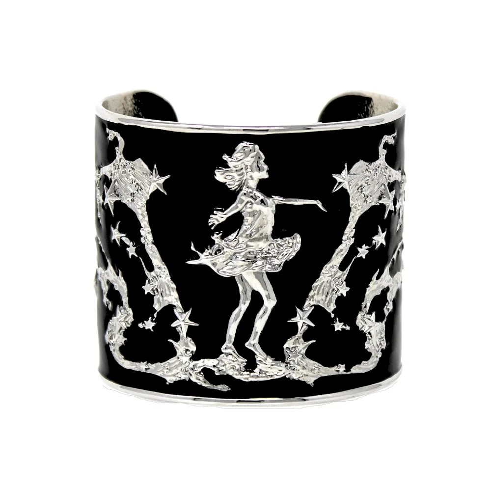 "She Moves The Stars" Cuff - Silver & Black