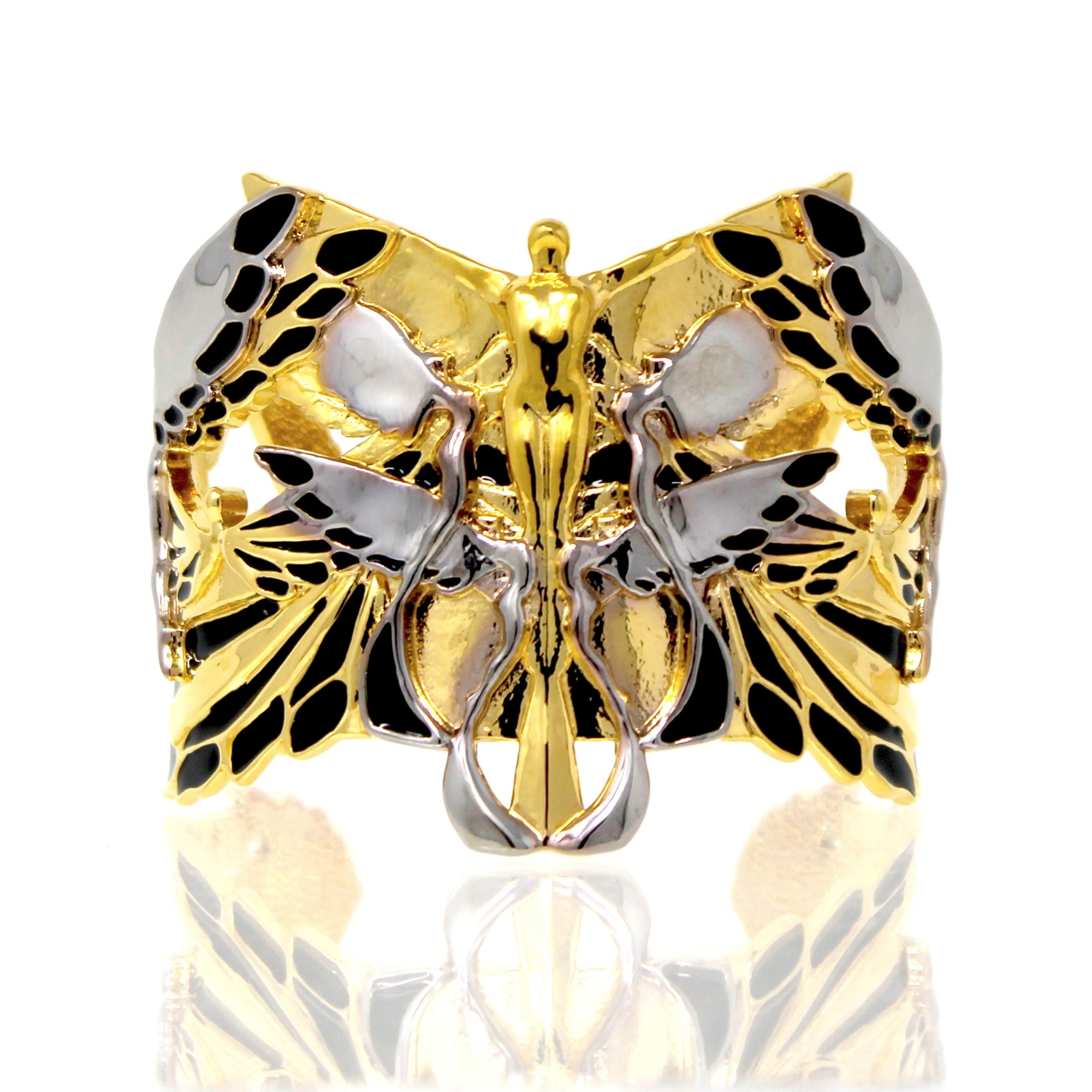 "Soaring" Cuff Bracelet - Gold & Palladium with Black 2-Toned