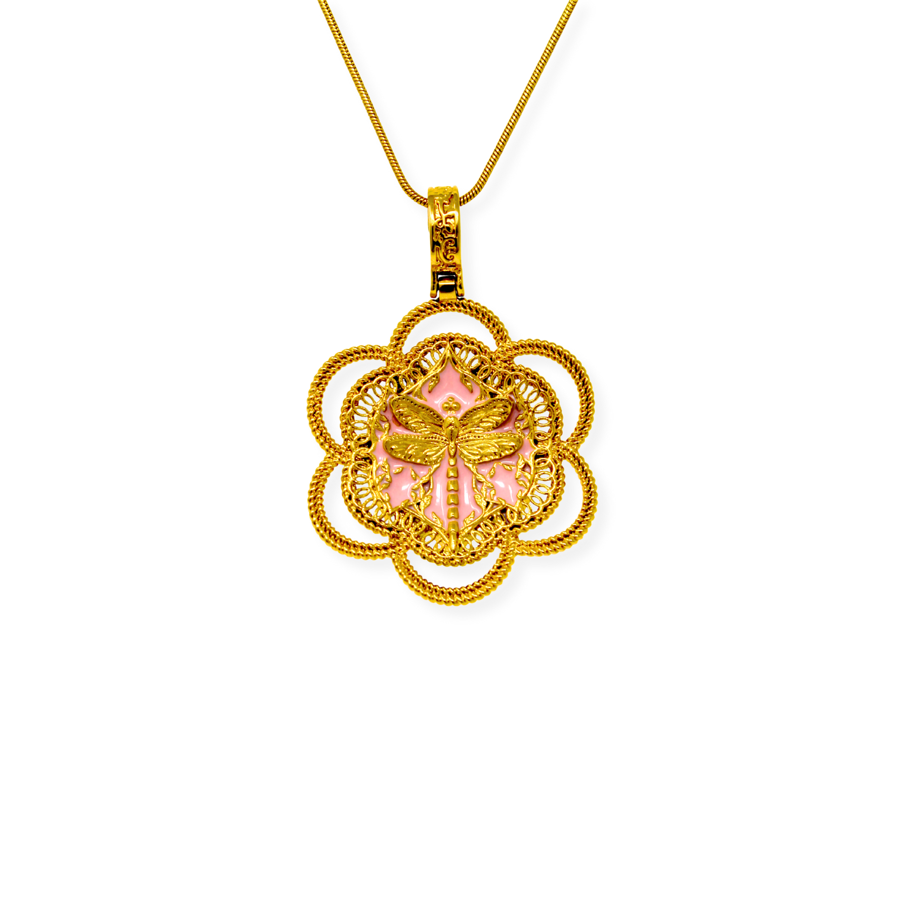 "Fly Away" Pendant - Gold & Pink