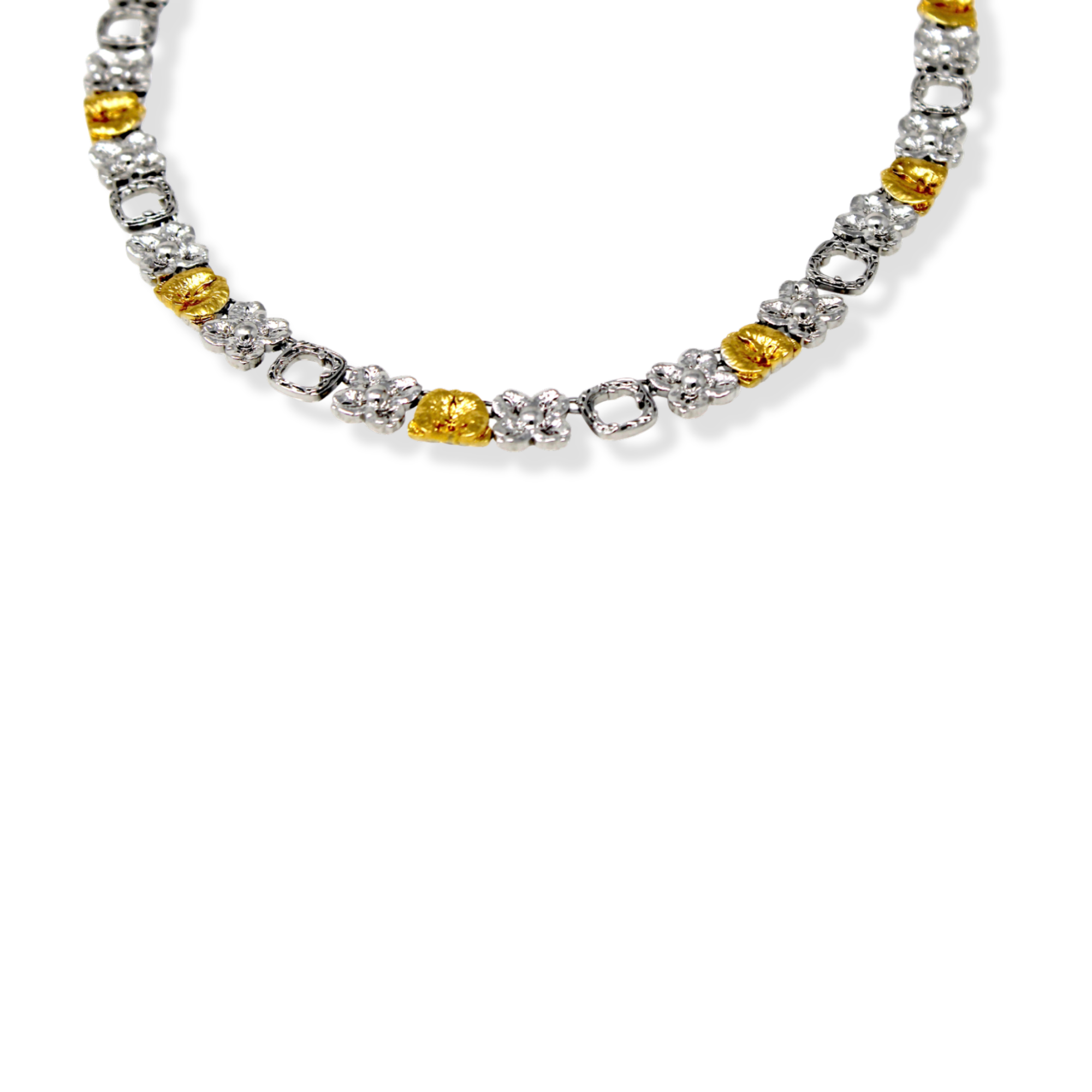 "Cherished Orchid" Necklace - White Rhodium with Gold 2-Toned