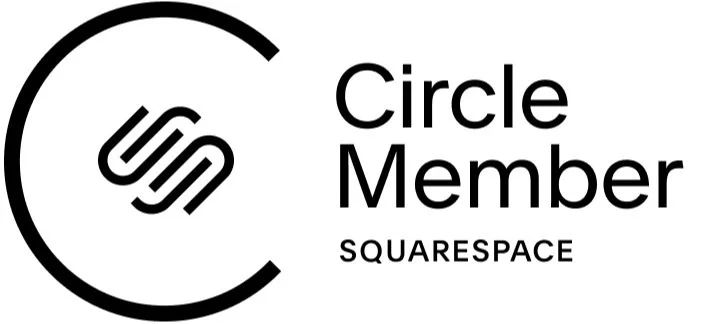Squarespace Circle Member logo featuring the Squarespace logo inside a circle and the words "Circle Member Squarespace" in black text.