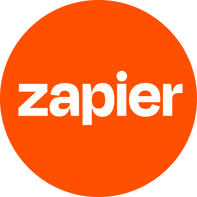 Zapier logo, orange circle with white text