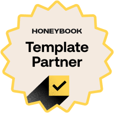 HoneyBook Template Partner badge with checkmark icon