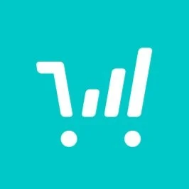 Shopping cart icon on a teal background