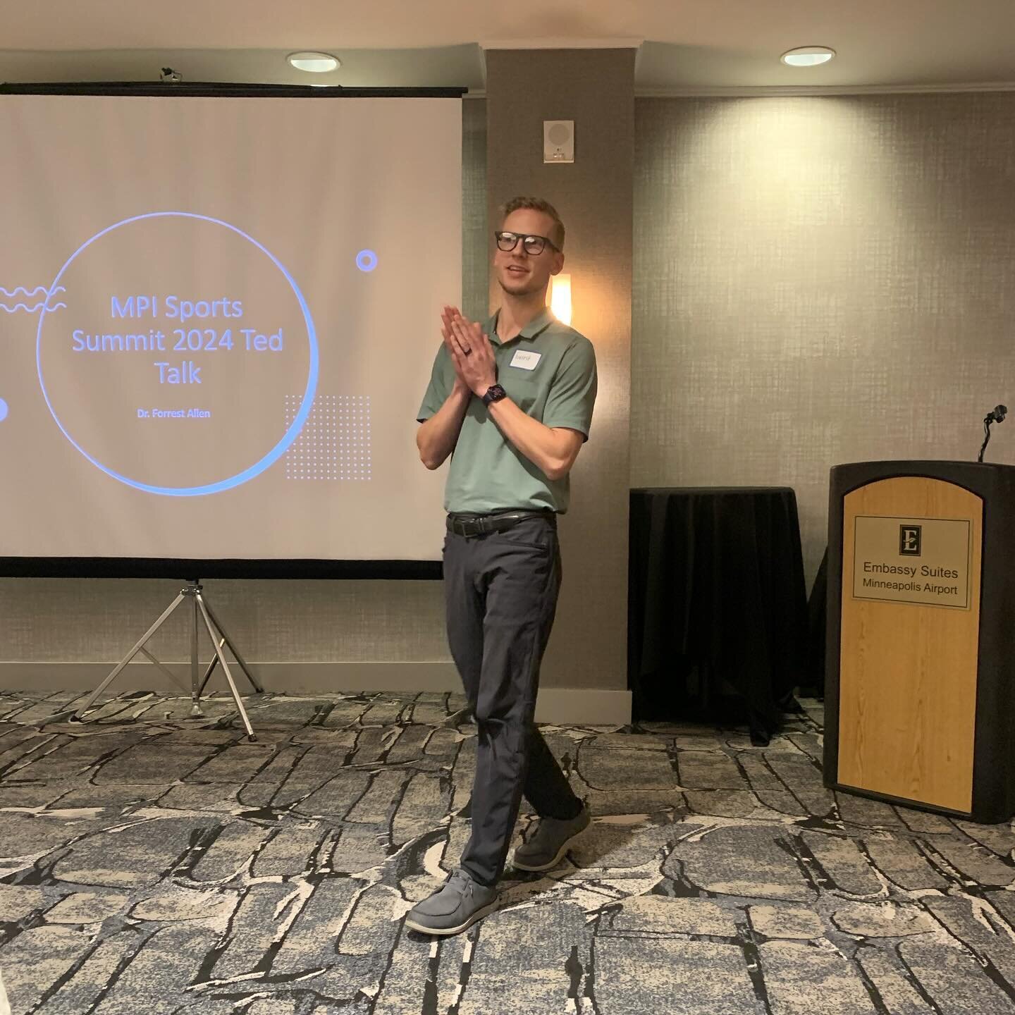 Dr. Forrest had the opportunity to speak for MPI TedTalk this past weekend in Minneapolis 🙌🏻⁣⁣
⁣⁣
His Ted Talk was on systematic evaluations and treatments for MSK conditions ‼️⁣⁣
⁣⁣
He then went on to attend the MPI Sports Summit to better serve h