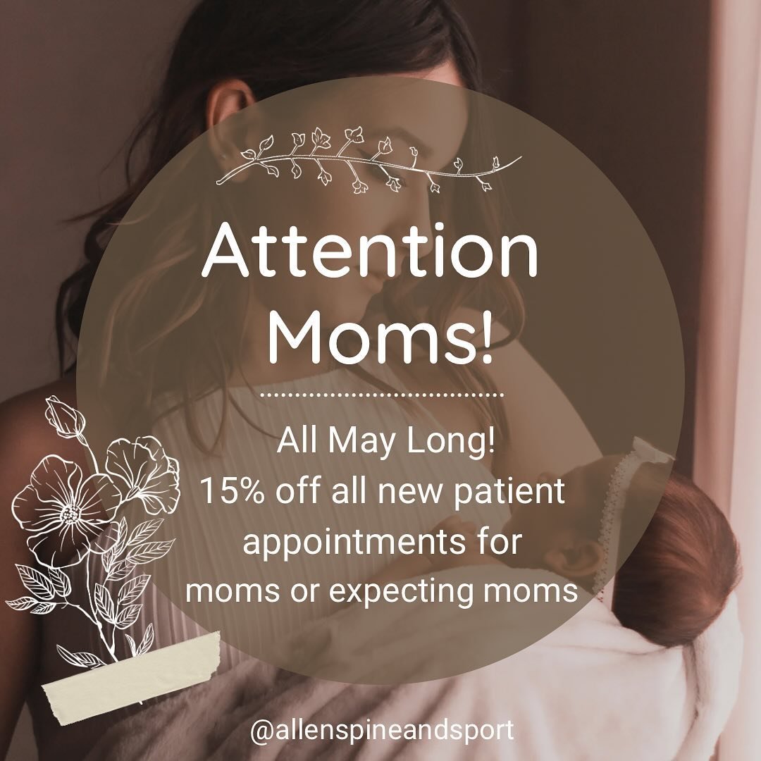 Mother&rsquo;s Day promotion 💖⁣
⁣
Run don&rsquo;t walk ‼️⁣
⁣
If you have been wanting to try out chiropractic during your pregnancy, postpartum or any stage of motherhood you might be in, this is for you 👇🏻⁣
⁣
For the WHOLE month of May we are off