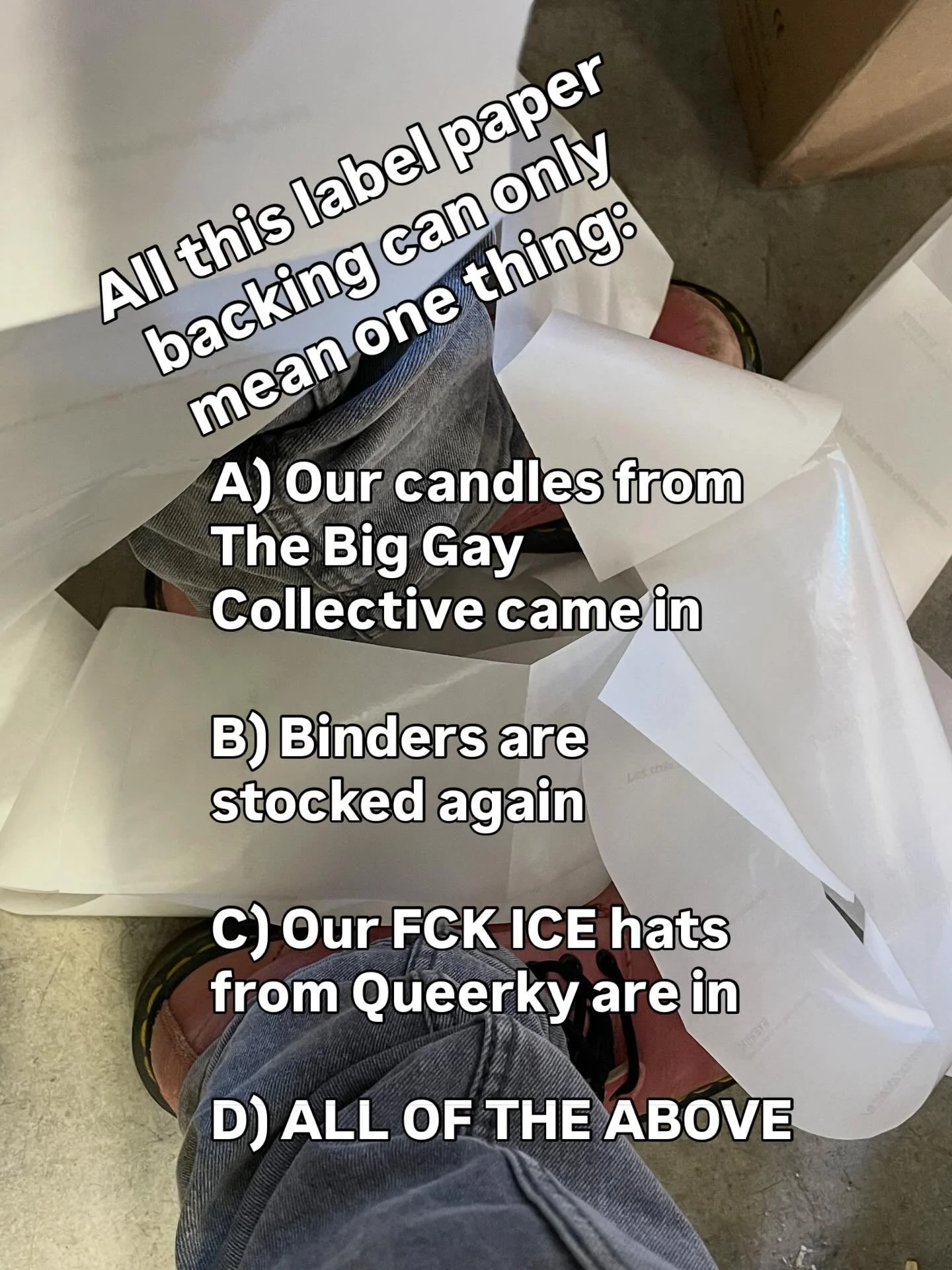 Major restock today! Binders, candles, and caps, #ohmy 🥹 @biggaycollective @iamqueerky #smallbusiness #lgbtq #lgbtqbusiness