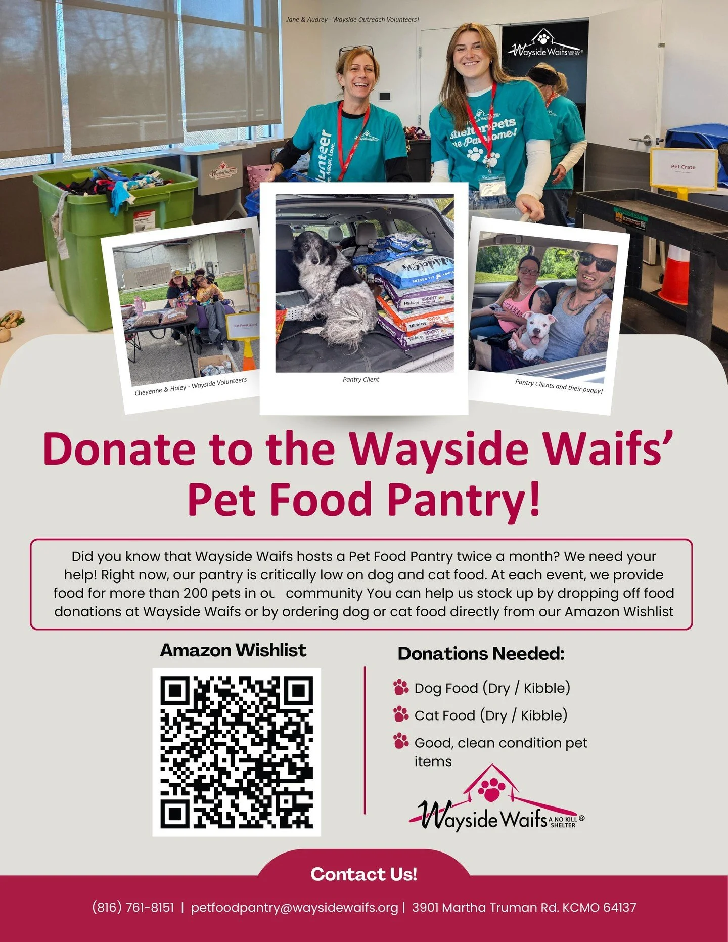 Our furry friends are in need! We are happy to announce that MOC BOD is now a drop-off spot for donations to @waysidewaifs 🐾 Bring in dog kibble, cat kibble, and clean pet items in good condition. Thank you for helping us help our four-legged family