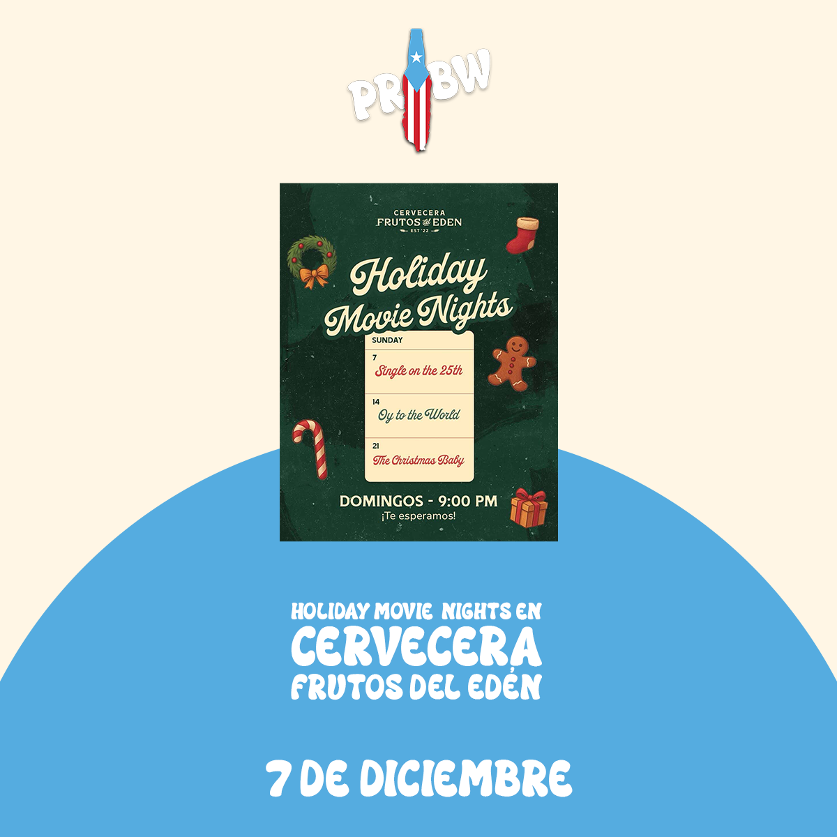 Holiday Movie Night en Cervecera Frutos del Edén