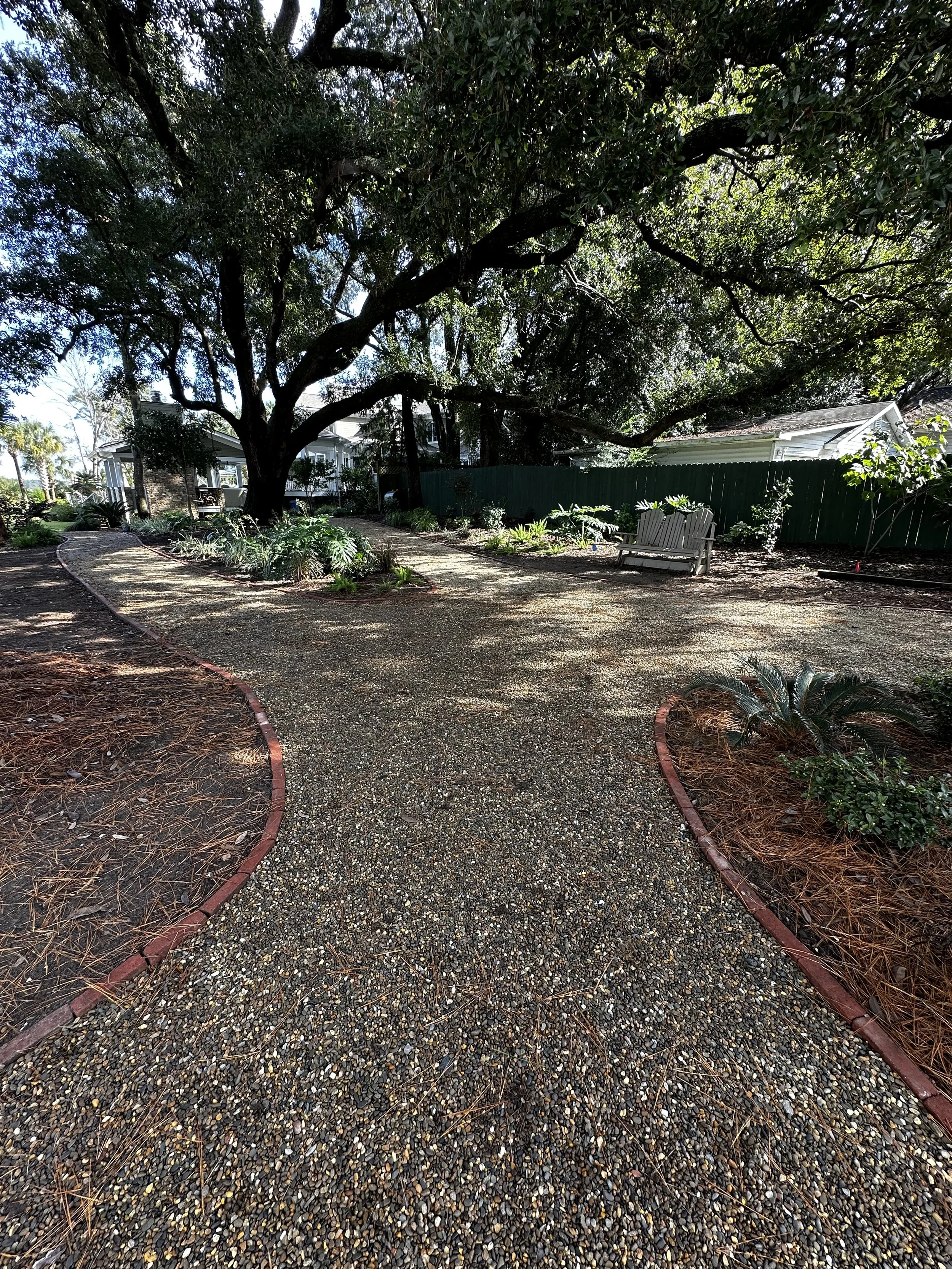 Gravel Pathway with Brick Border