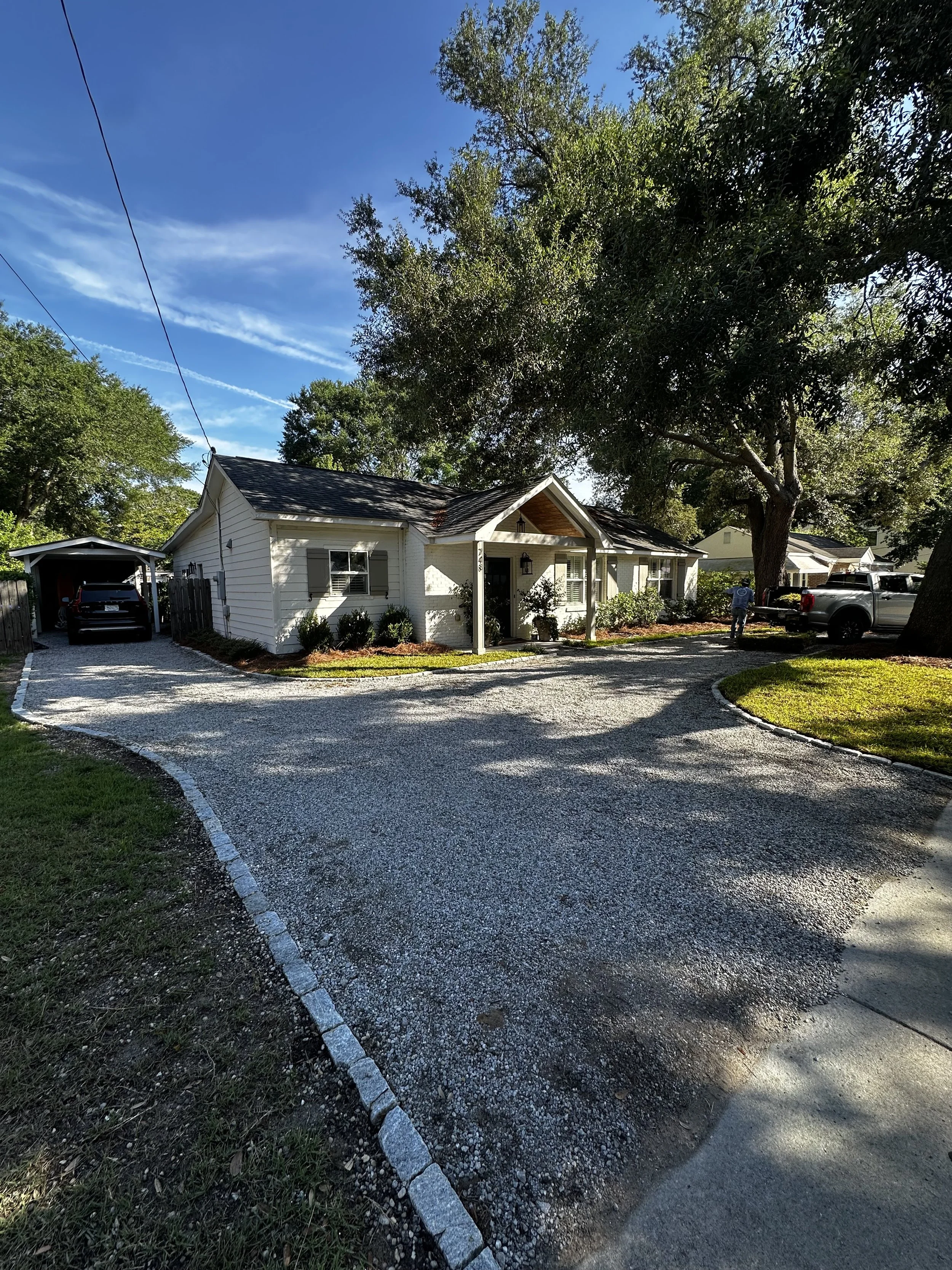Gravel Driveway with Stone Border