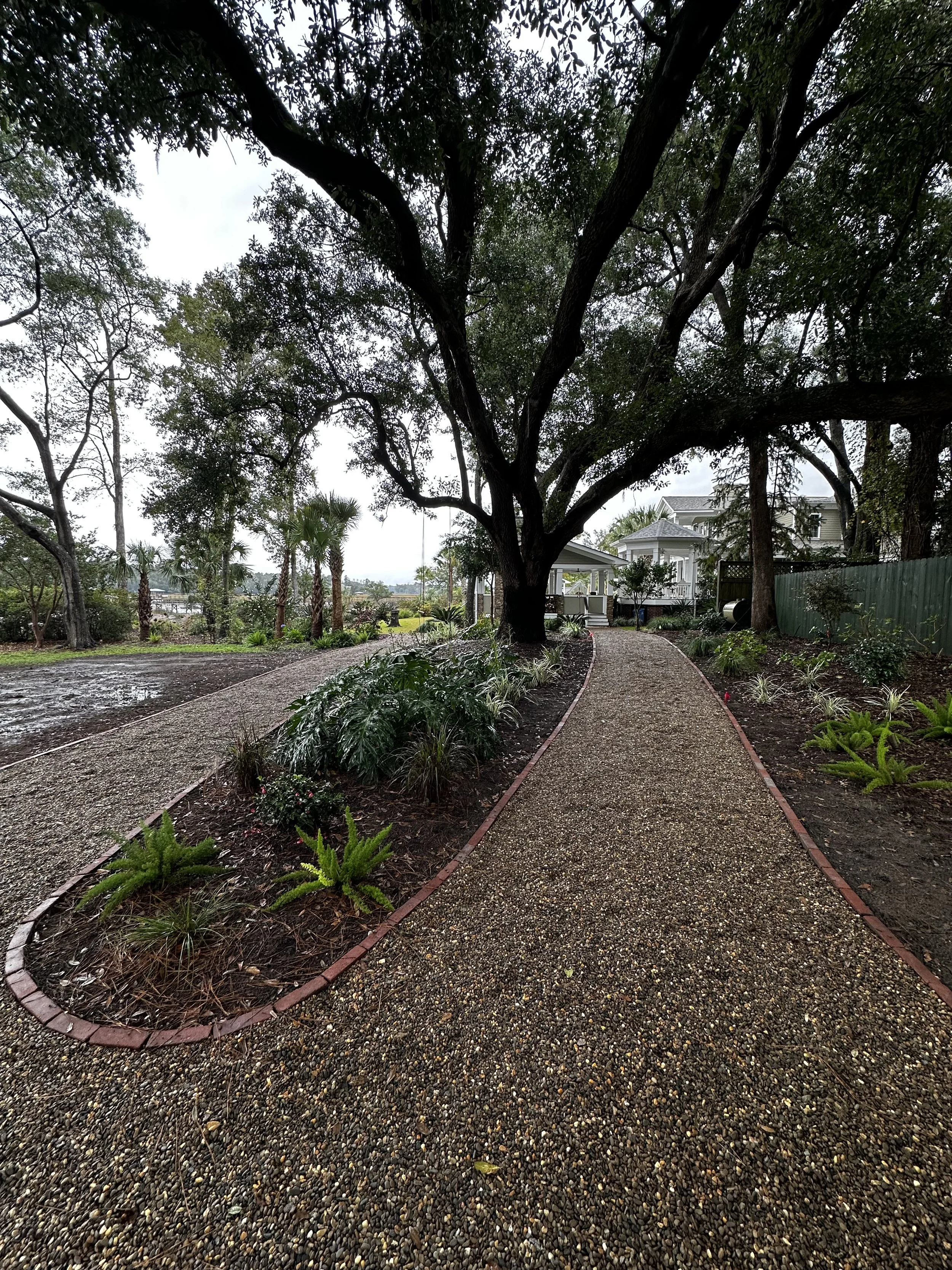 Gravel Pathway with Brick Border