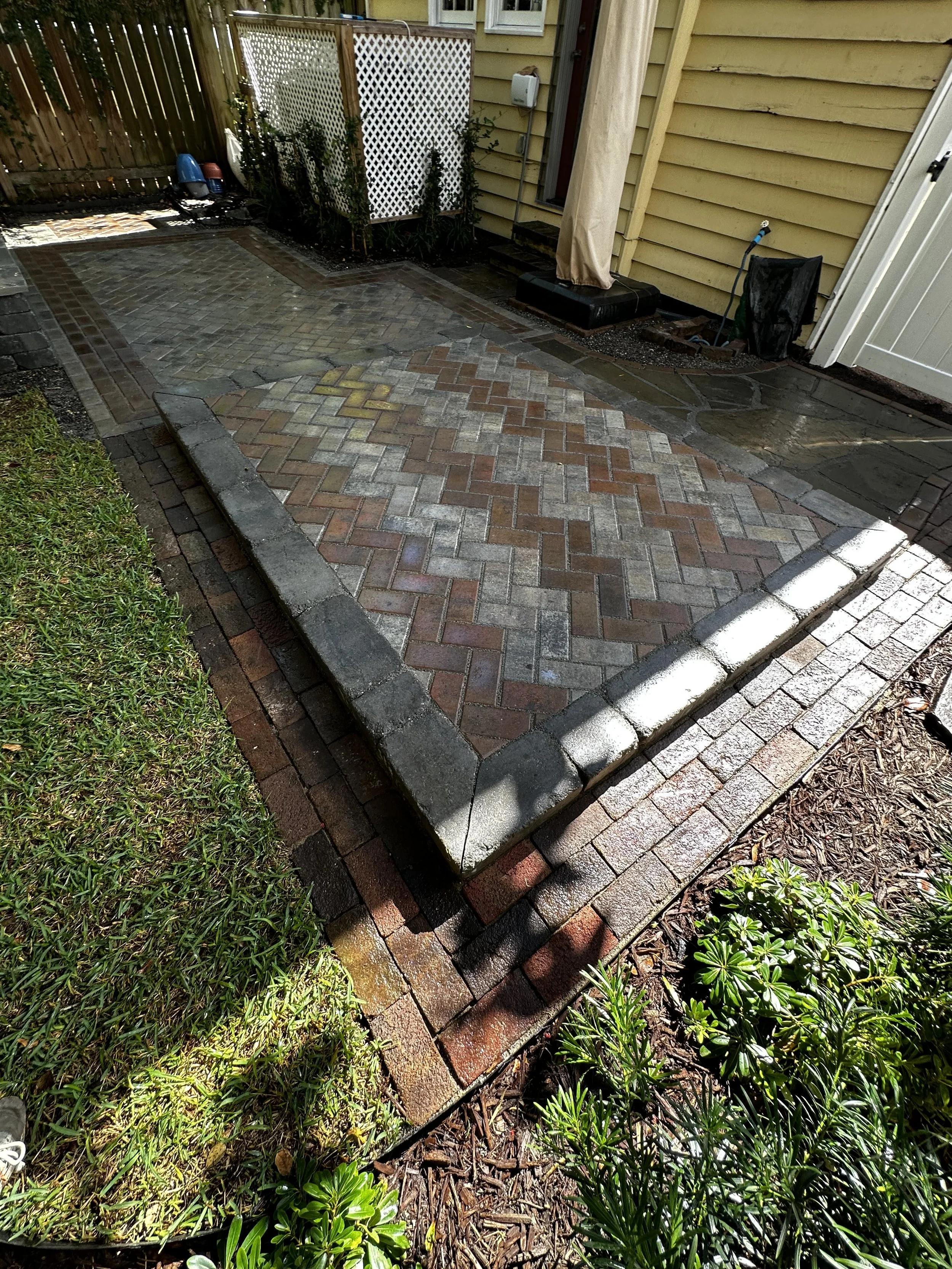 Paver Patio with Reclaimed Brick