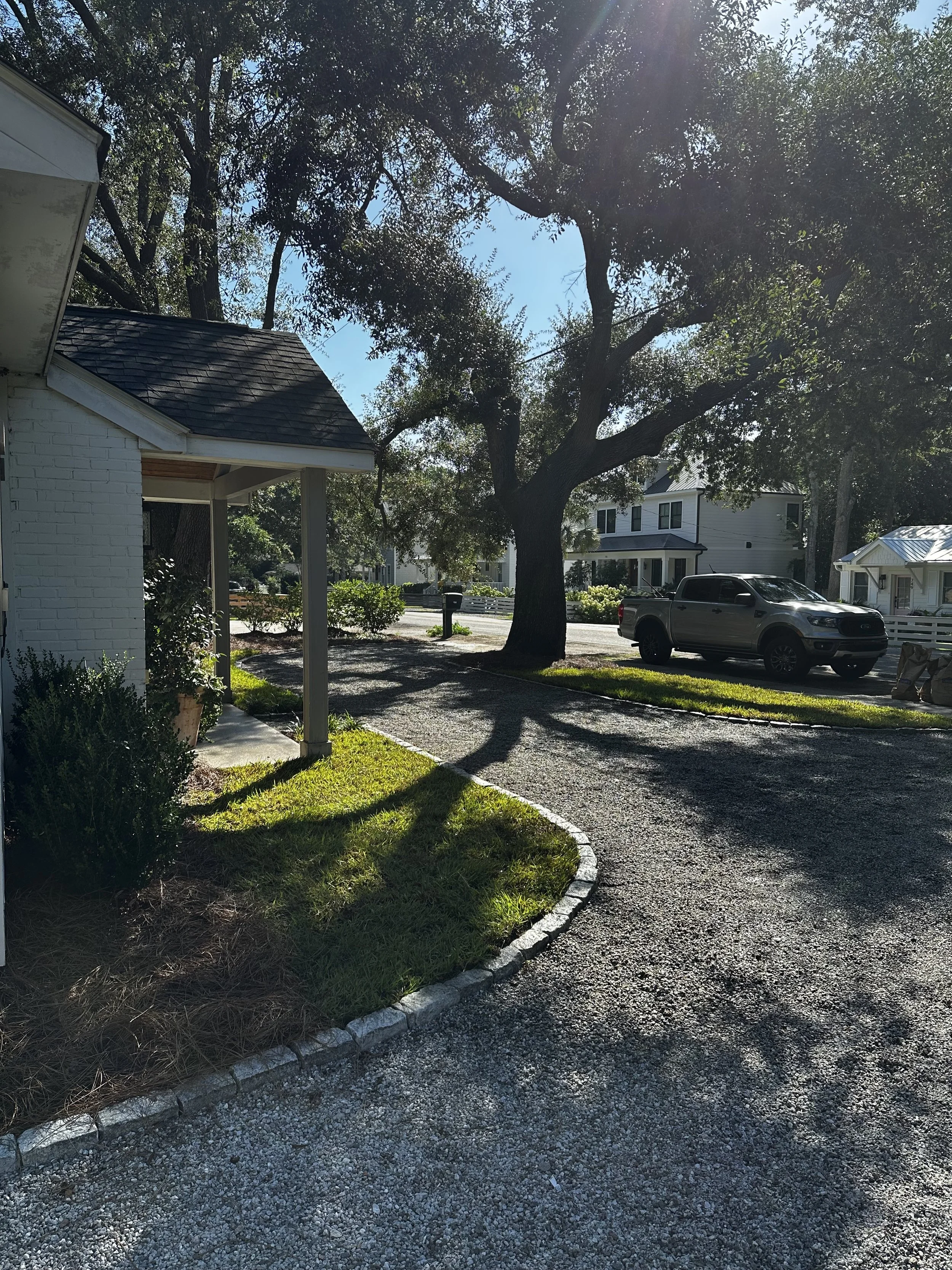 Gravel Driveway with Stone Border
