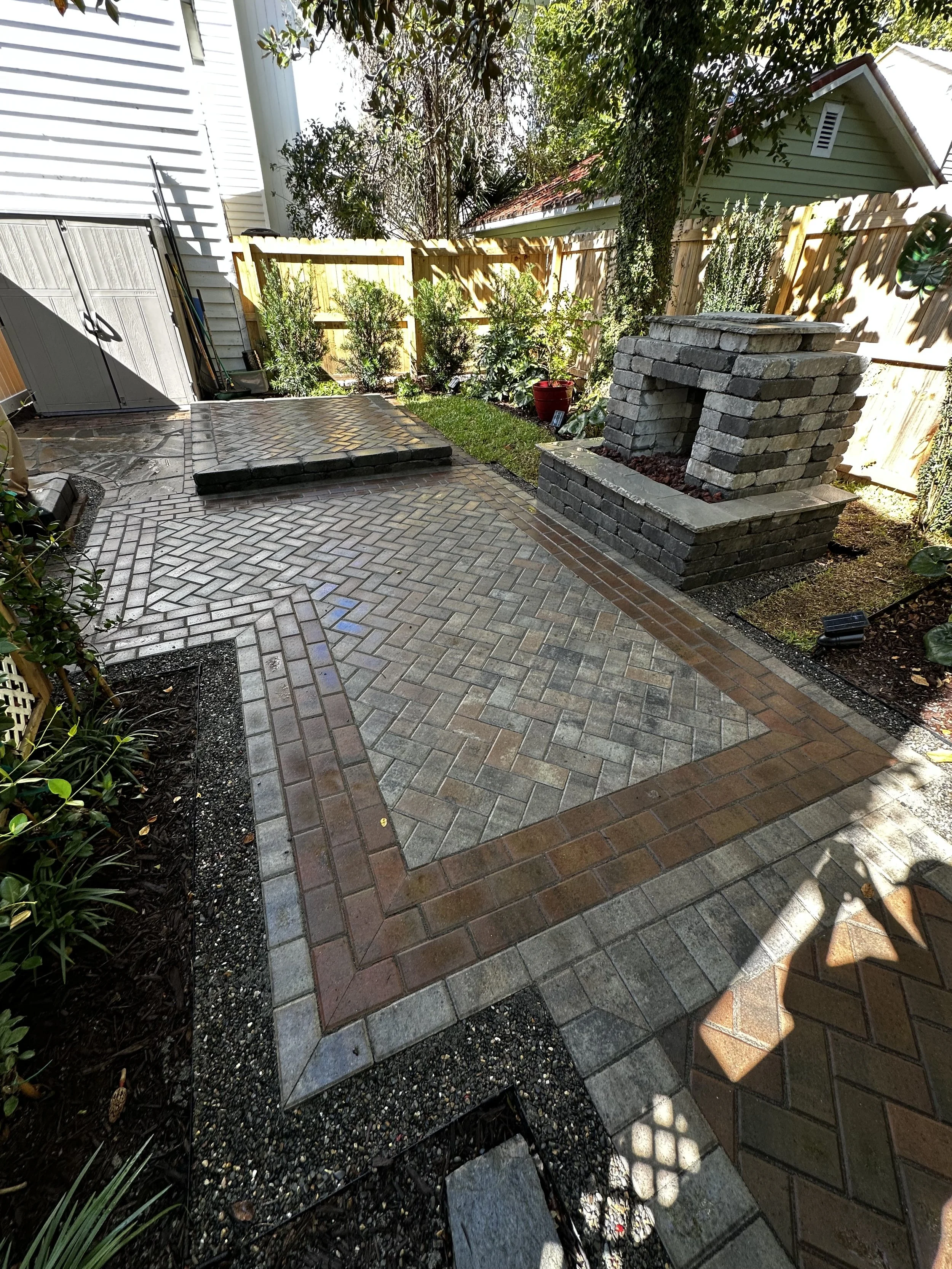 Paver Patio with Fireplace