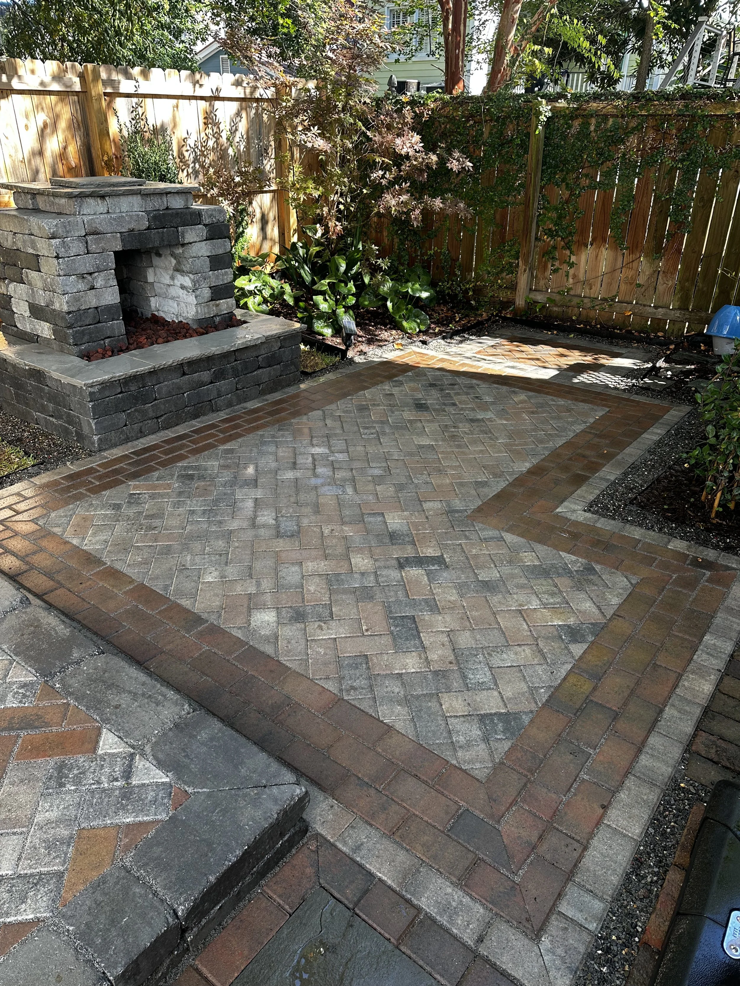 Paver Patio with Fireplace