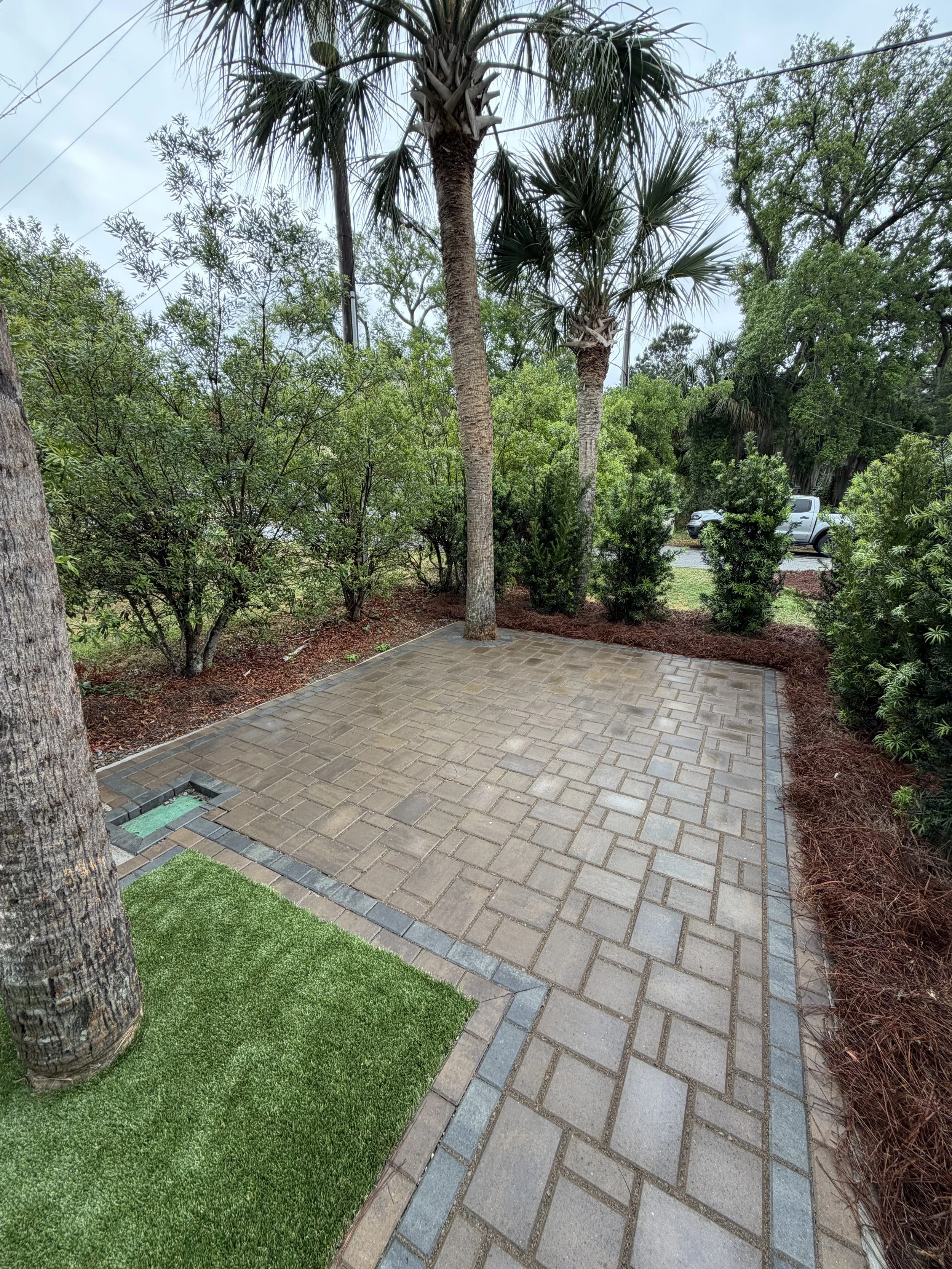 Permeable Paver Patio with Artificial Turf