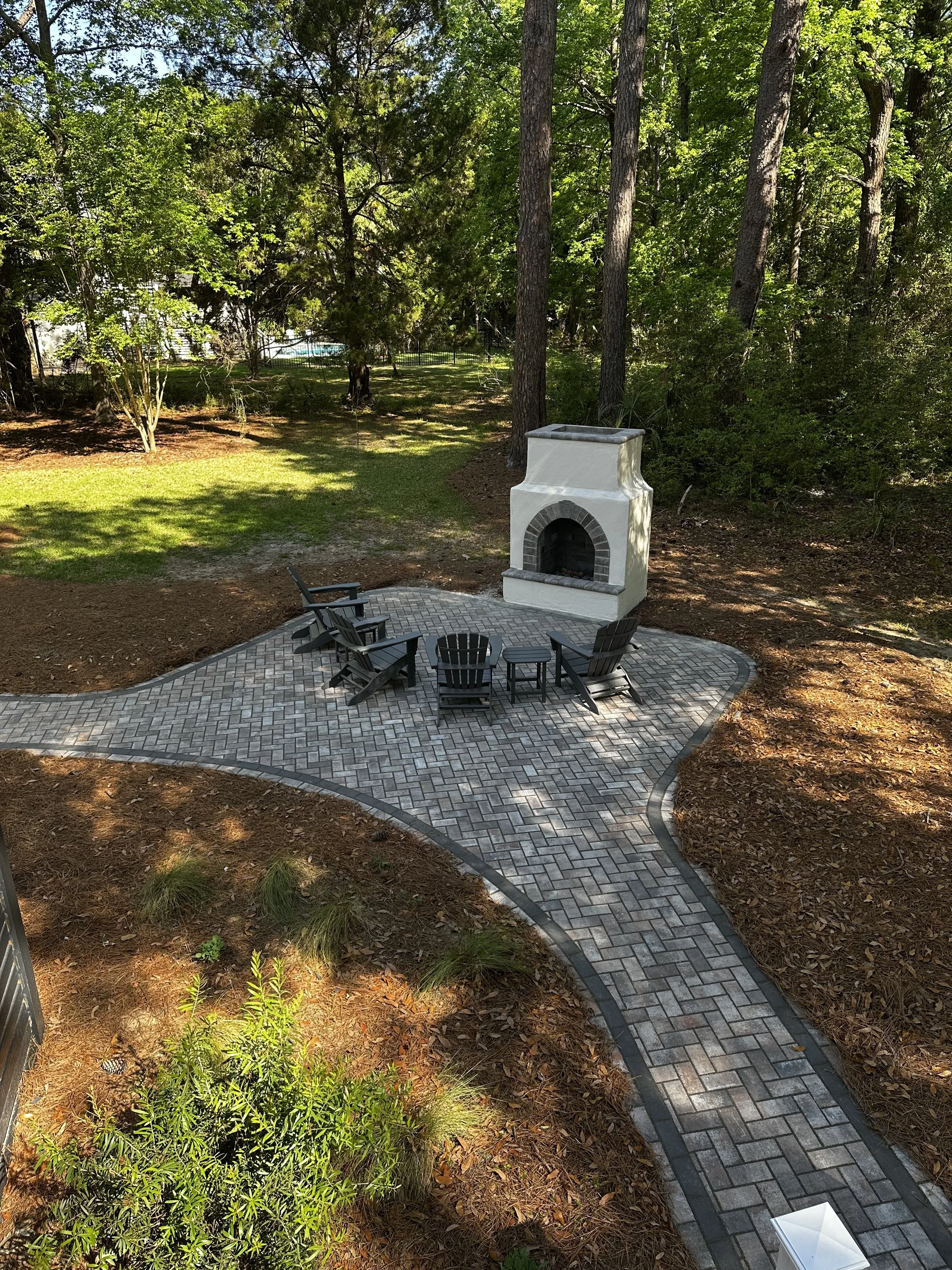 Paver Patio with Stucco Fireplace