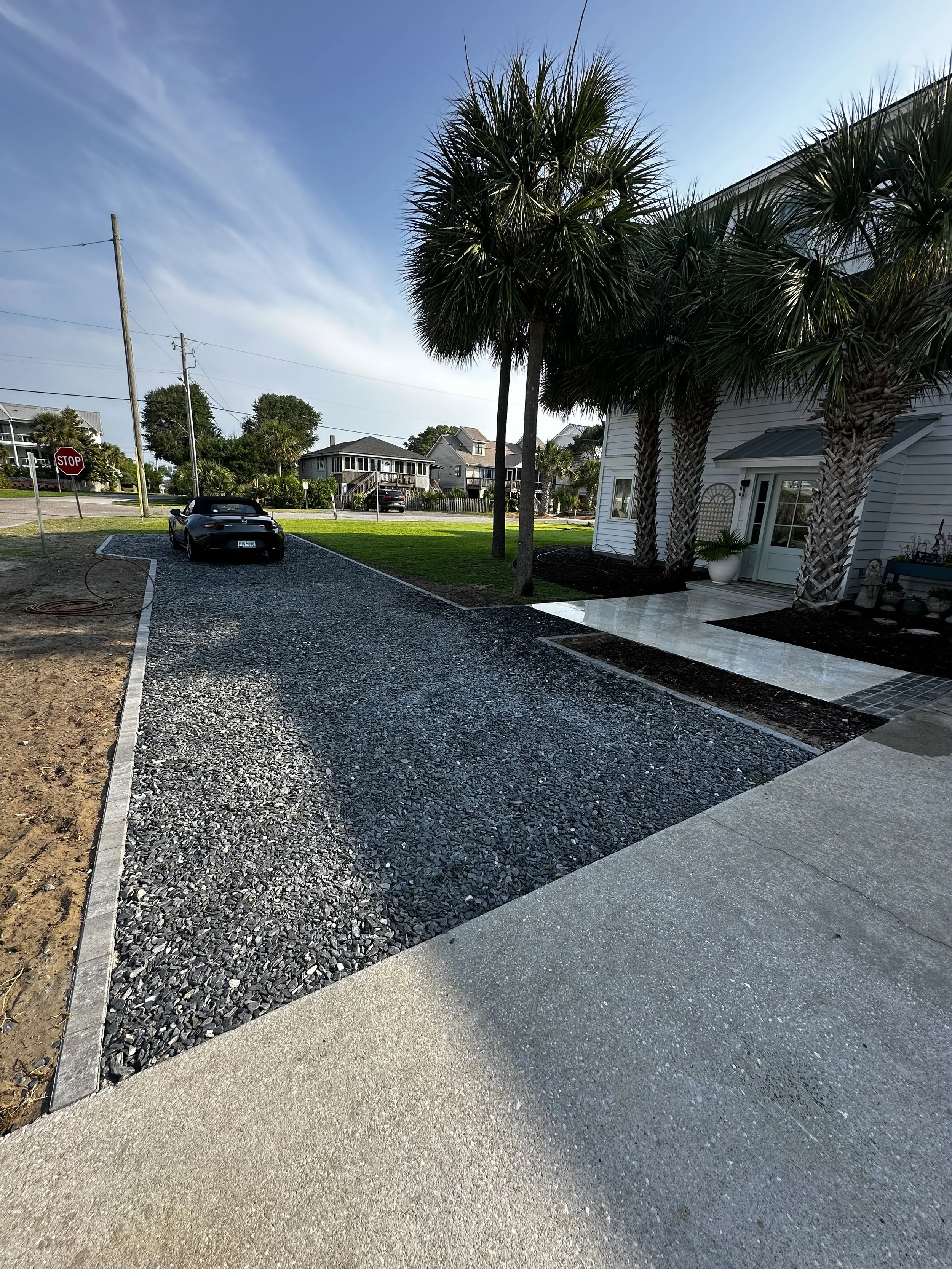 Gravel Driveway with Stone Border