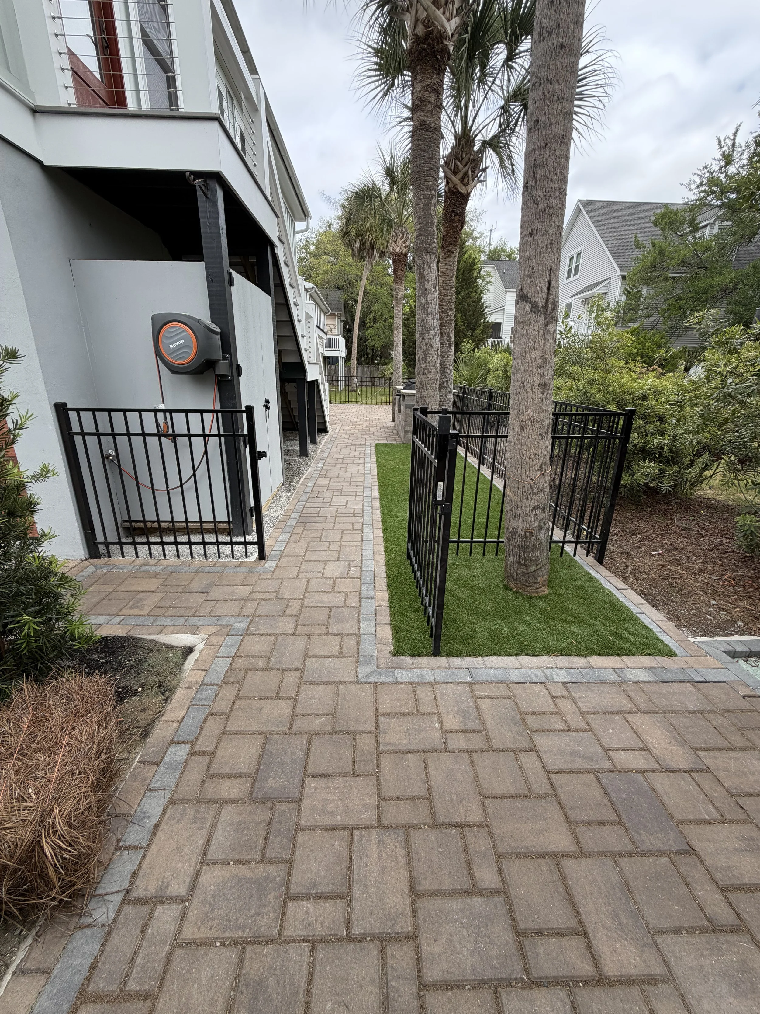 Permeable Paver Patio with Artificial Turf