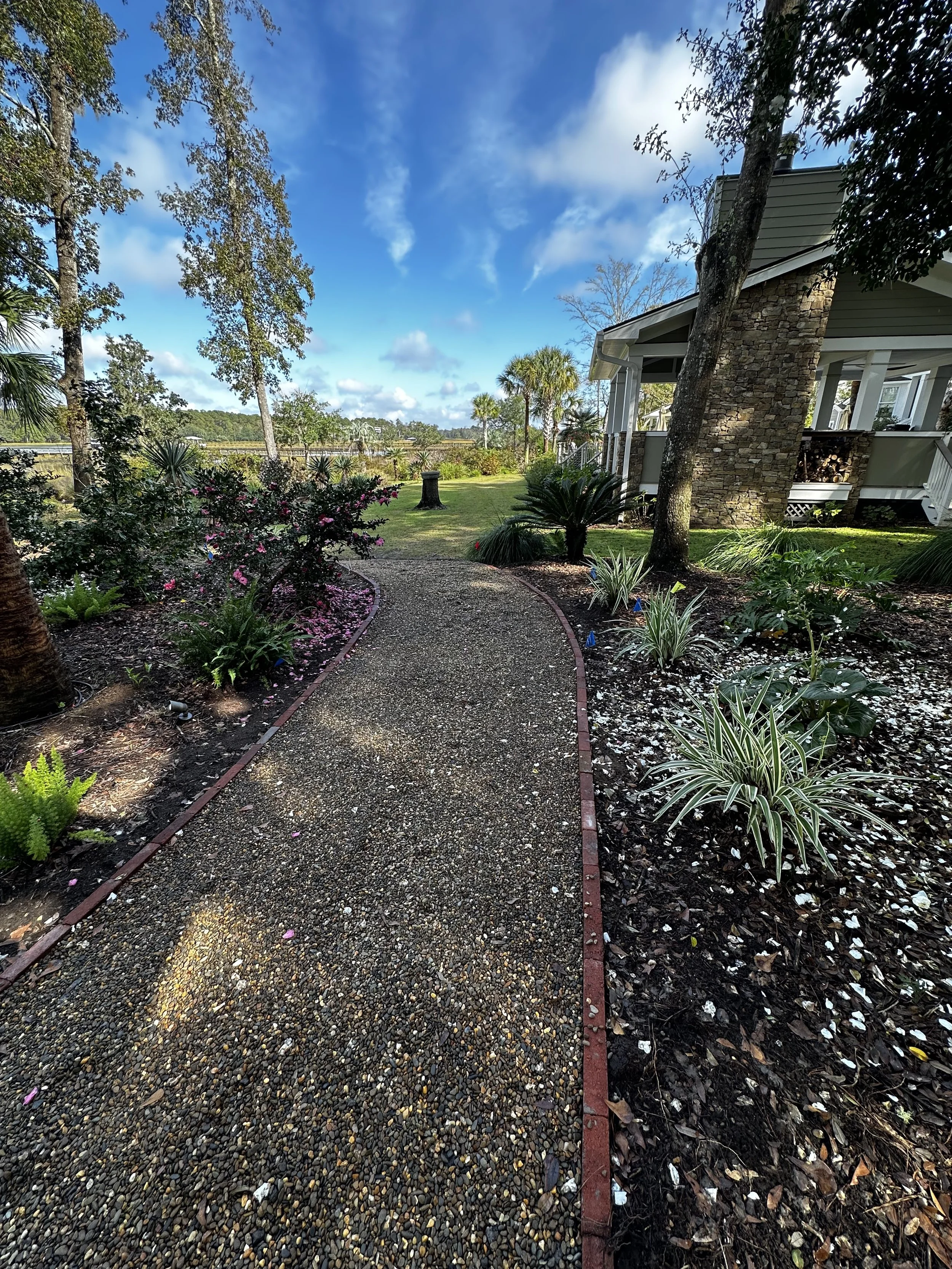 Gravel Pathway with Brick Border