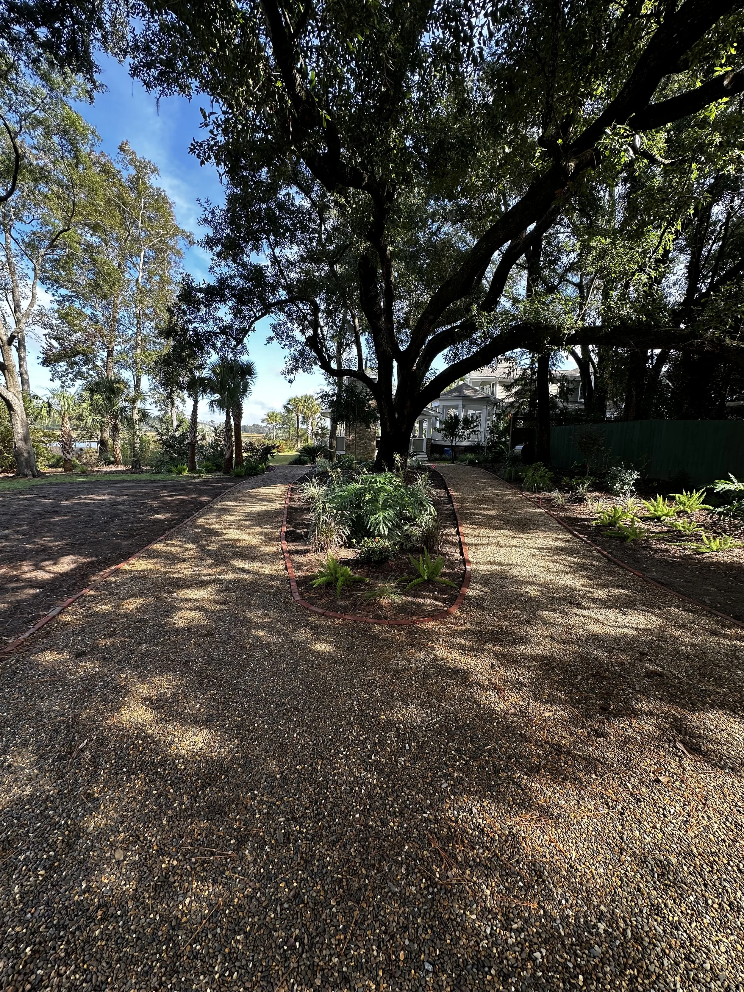 Gravel Pathway with Brick Border