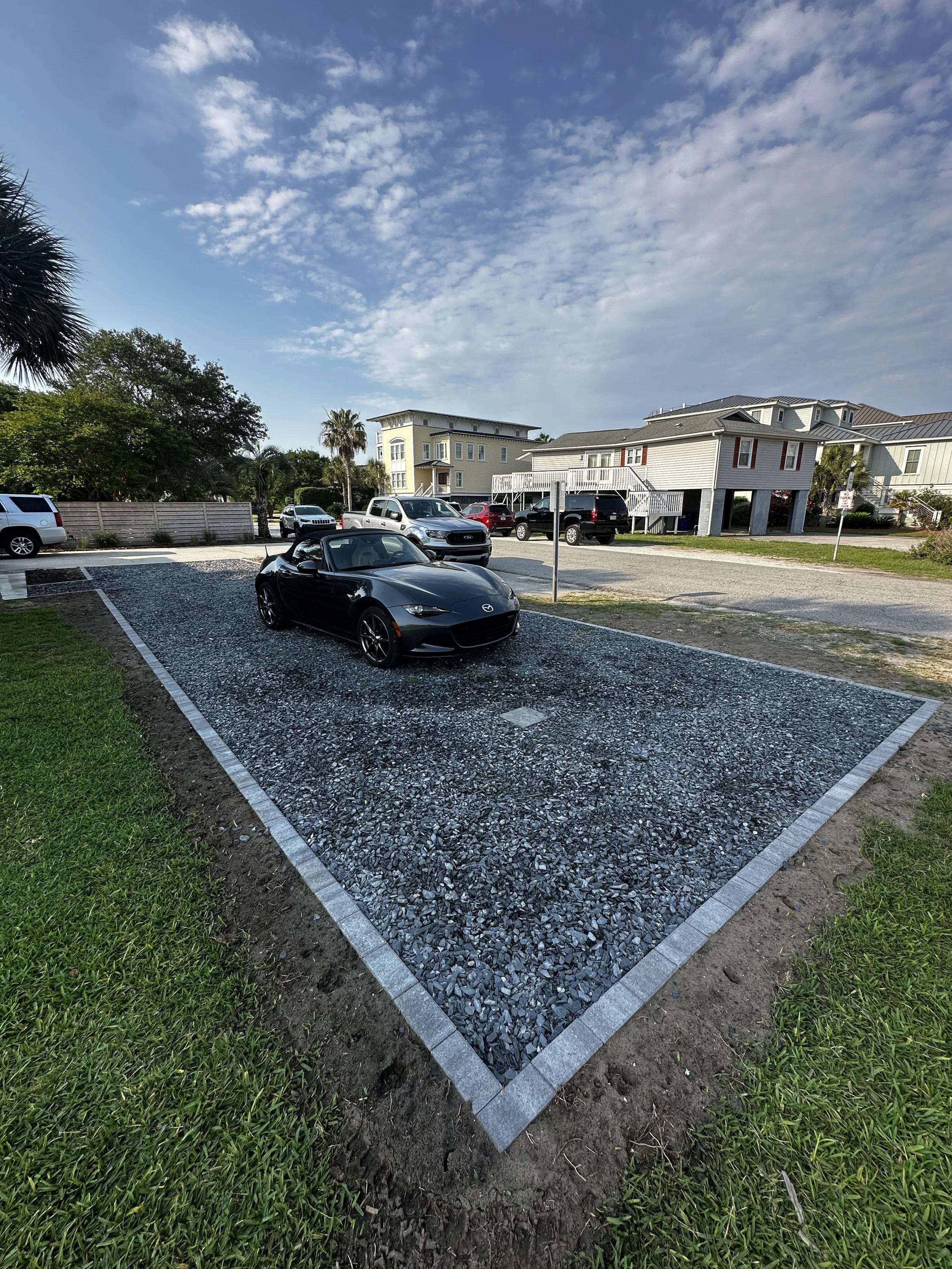 Gravel Driveway with Stone Border